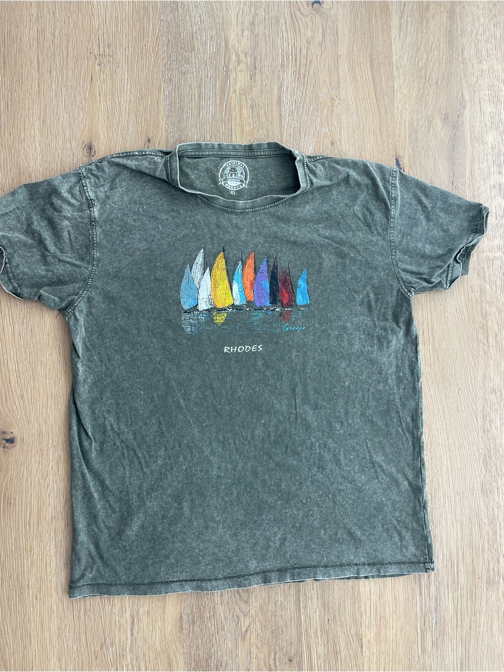 Men's Short Sleeve Rhodes Graphic Tee - Washed Dark Green
